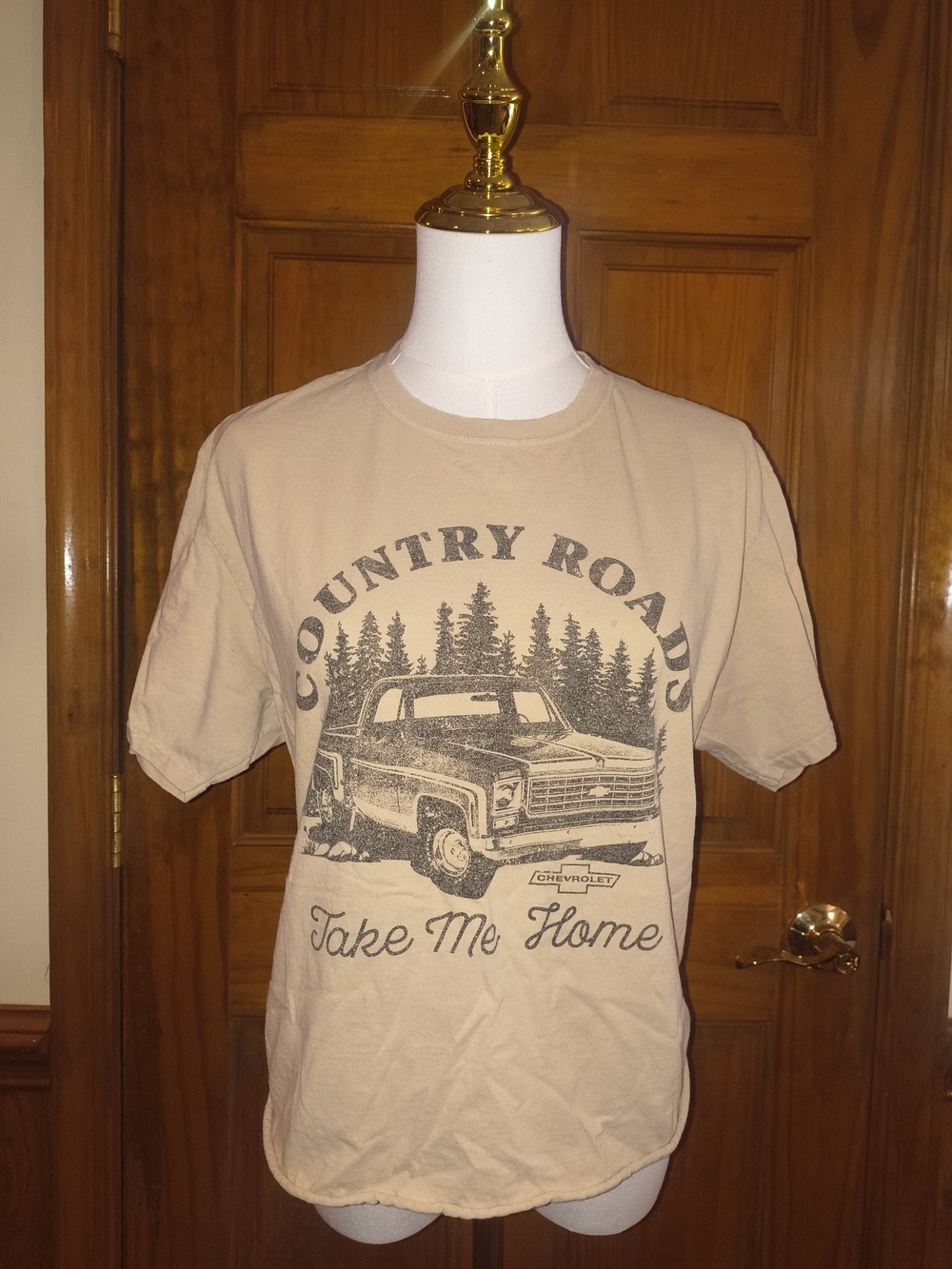 100% Cotton Officially Licensed Cream "Country Roads" Short Sleeve Tee